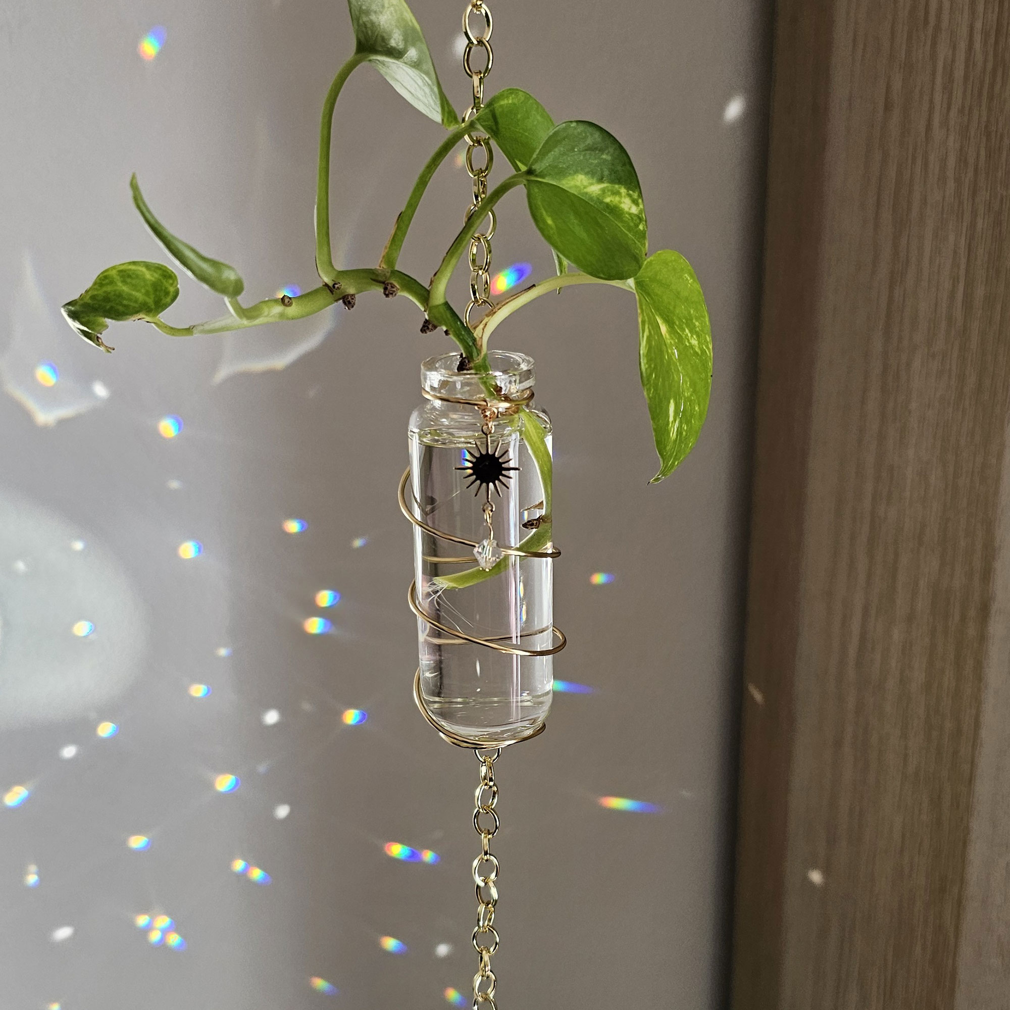 Boho plant propagation station with 40ml jar and suncatcher crystal ball