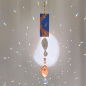 Cerulean Blue Crystal Suncatcher | Mid Century Modern Decor