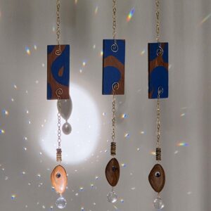 Cerulean Blue Crystal Suncatcher | Mid Century Modern Decor
