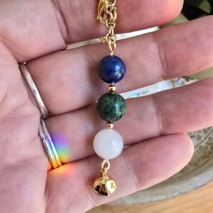Communication Mindfulness Bell Charm | Gemstone Purse Charm | Intention Charm