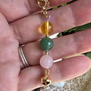Gratitude Mindfulness Bell Charm | Gemstone Purse Charm | Intention Charm