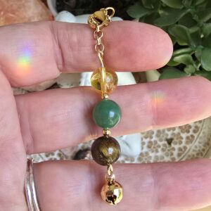 Prosperity Mindfulness Bell Charm | Gemstone Purse Charm | Intention Charm