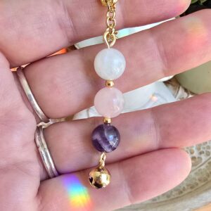 Self-Worth Mindfulness Bell Charm | Gemstone Purse Charm | Intention Charm