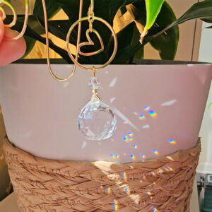 Gold Heart Plant Charm Suncatcher | Crystal Plant Jewelry